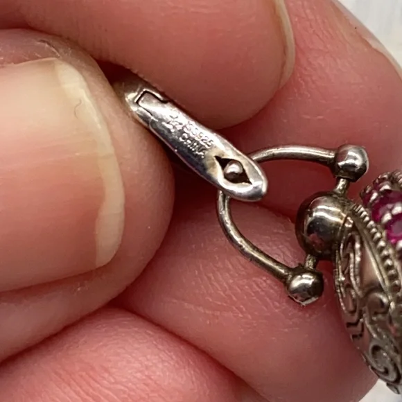 Gem Treasures sterling silver and ruby yoga bell pendant enhancer 🔔 - Picture 5 of 6